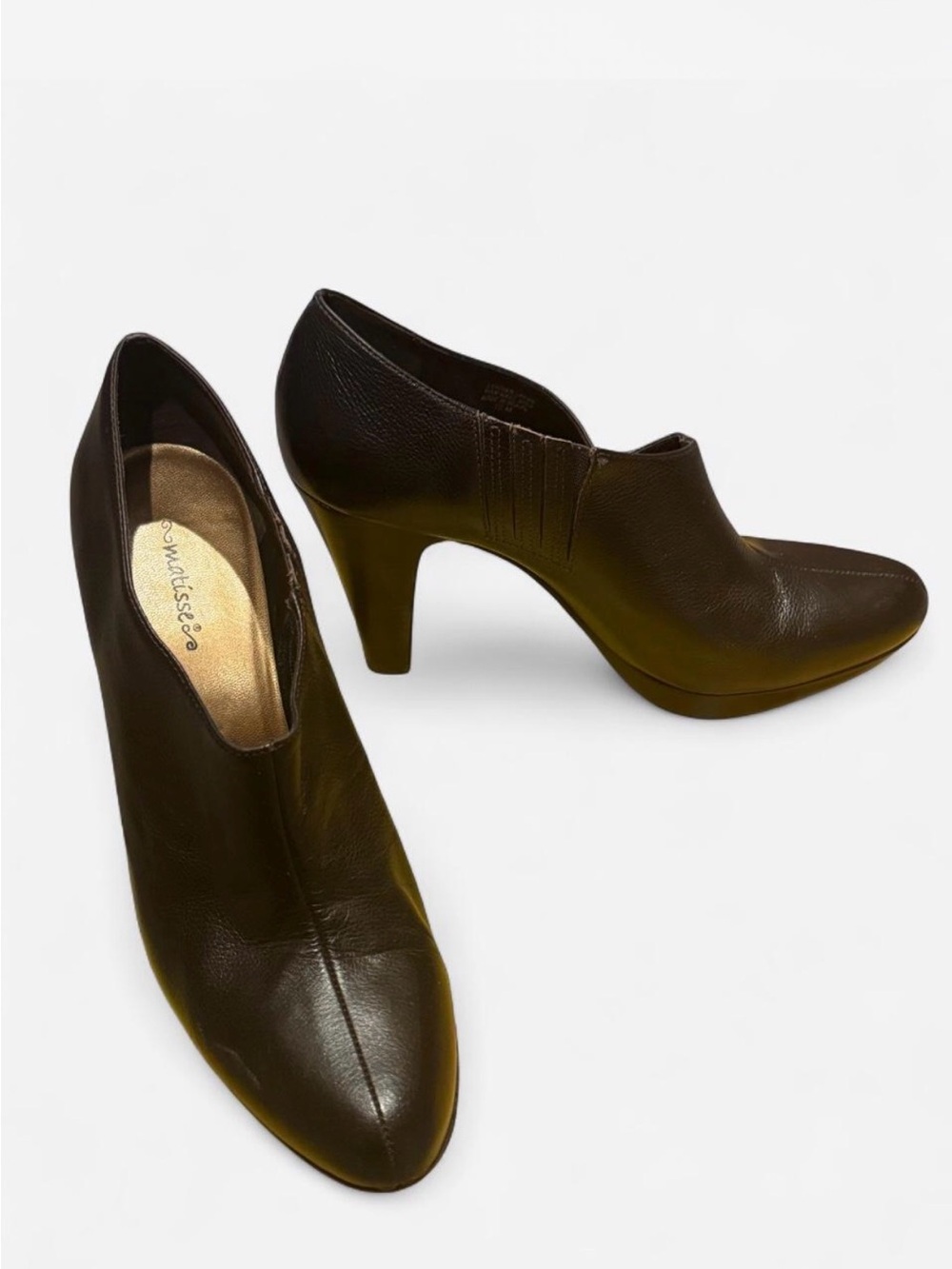 Matisse Chocolate Brown Leather Heeled Booties, 10M